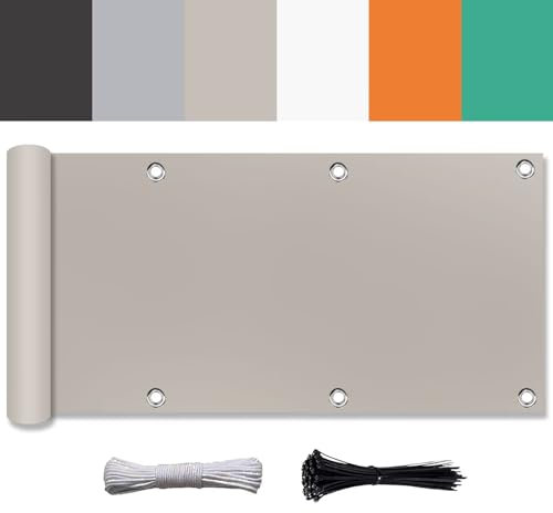 Ufamiluk Brise Vue 40cm Hauteur HDPE Imperméable avec Oeillets Attaches de câble et Cordons Cache terrasse Brise Vue pour Balcon Jardin Patio Terrasse 40x300cm Taupe