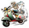 PACK Adesivi in vinile Skeleton Vespa Rider Sticker - Vintage Italian Scooter Decal for Motorcycle Enthusiasts, GTS 150 300 50, Classic Design arancione verde, 9 cm