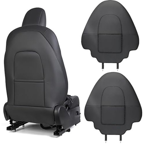 RWRAPS 2 Pieces PU Leather Back Seat Protector for Tesla Model 3/Y/S/X, Waterproof Backseat Kick Protector Covers with Storage Pocket Scratchproof Pad Protection
