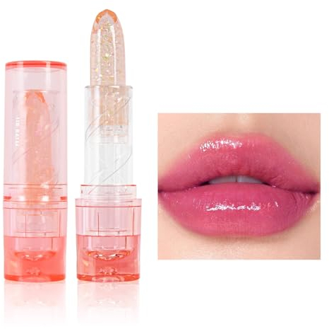 Jelly Lippenstift, 2 in1 Schimmernder Lippenstift und Lip Balm, Temperature Farbwechsel Glänzender lippenpflege, Hydratisierte Lippen, Glänzendes Finish für Rissige, Trockene und Spröde Lippen