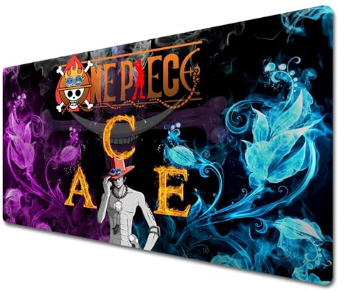 KARREAL Tapis de souris One Piece | Grand tapis de souris Anime | XXL 900 x 400 | Tapis de bureau | Imperméable – Antidérapant | Portgas · D· Ace