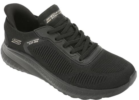 Skechers Bobs Squad Chaos Current Muse, Scarpe da Ginnastica Donna, Black Textile Trim, 38.5 EU