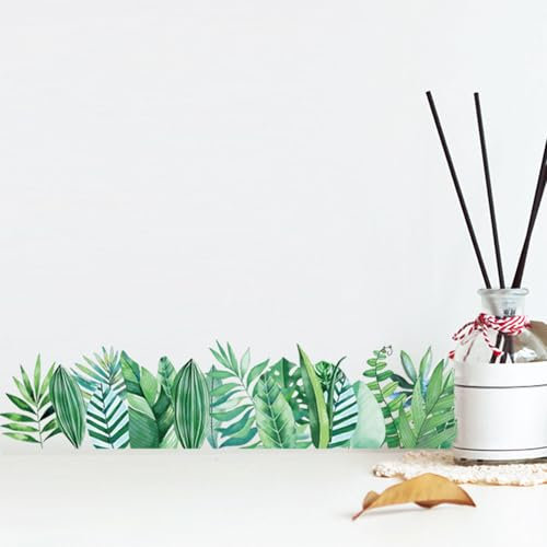 astylishome Wandsticker Wandtattoo Gras Blumenwiese 28 x 30cm Wandaufkleber Gräser Grüne Bordüre WaLL Stickers Wanddeko für Wohnzimmer Schlafzimmer 0517