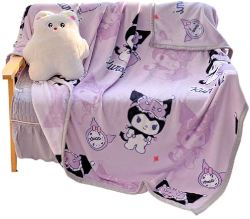 Kinderdecke, Kawaii doppelseitige Milchsamt-Multifunktionsdecke, Kinderstudenten-Nickerchendecke 100x150cm,Lila
