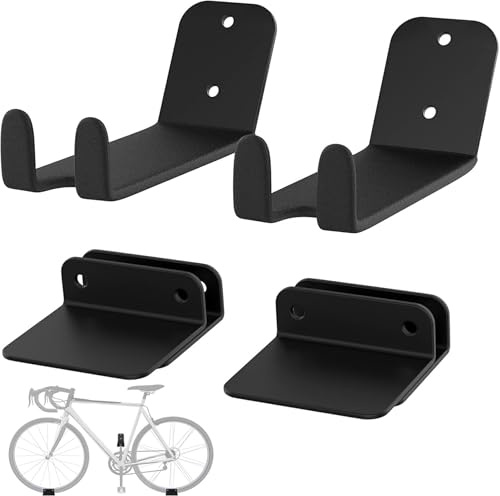 TORACK Soporte horizontal de pared para pedal de bicicleta, soporte de exhibición de bicicletas para pared, soporta hasta 70 libras (paquete de 2)