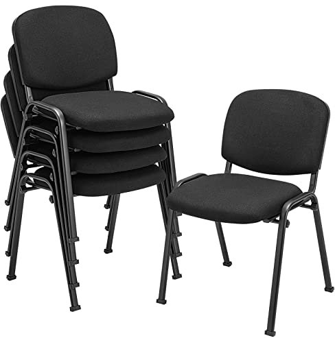 COSTWAY Konferenzstühle 5er Set, stapelbare Besucherstühle ohne Armlehnen, armlose Stapelstühle mit Metallrahmen, für Büro, Konferenz (Schwarz)
