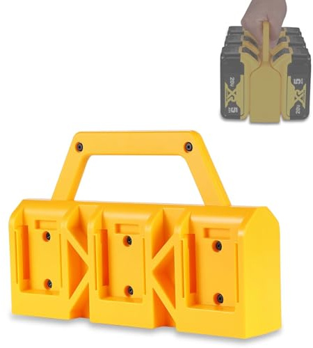 Portable De.Walt Battery Holder, 6-Slot Storage and Wall Mount | Heavy-Duty ABS Holder Fits De.Walt 18V/54V Batteries for Easy Transport and Quick Access in Garages or Workshops