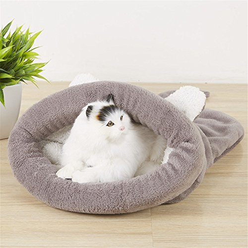 CAMAL Katzenbett, Weiche Waschbare Haustier-Schlafsäcke für Katze und Hund (Groß, Grau)