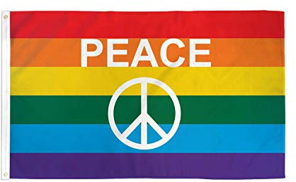 AZ FLAG - Flagge Regenbogen Symbol Frieden - 90x60 cm - Peace Fahne 100% Polyester mit Messing-Ösen - 50g