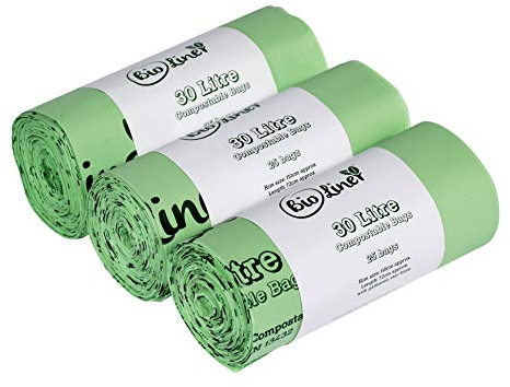 30 Litre (Large roll) BioLiner Compostable Kerbside Caddy Bin Liners, 75 Bags