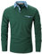 GHYUGR Men's Long Sleeve Polos Casual Tops Denim Splice Golf T-Shirt Poloshirts (XL, Green)