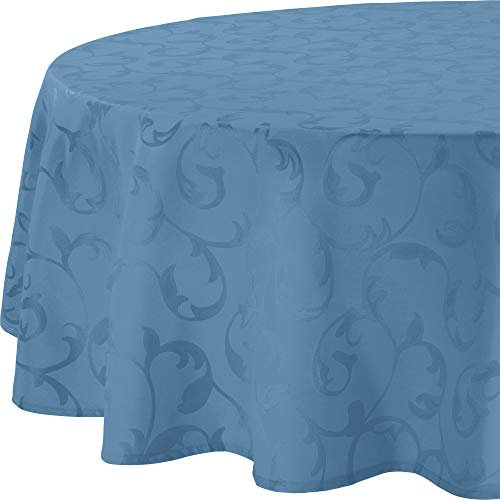 Erwin Müller Tischdecke Greven abwaschbar blau Größe rund: 160 cm Ø