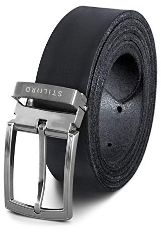 STILORD Vintage Echtleder Gürtel Herren Damen Retro Kürzbar Universal Ledergürtel Büffelleder, Farbe:schwarz | Schnalle gebürstet - silbern I, Größe:Universal 80-130 cm