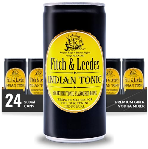 Fitch & Leedes Indian Tonic Water (24x200ml) / Erfrischendes Tonic Water / Südafrika / Toll zum Gin [würzig, spritzig, elegant] (Einweg Dosen Preis incl. 6,00 € / 24 x 0,25€ DPG Einwegpfand