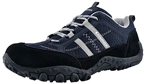 Knixmax Chaussures de Randonnée Homme Chaussure de Marche Respirant Antidérapant Bottes de Trekking Baskets de Montantes pour Hommes Bleu Marine 42 EU