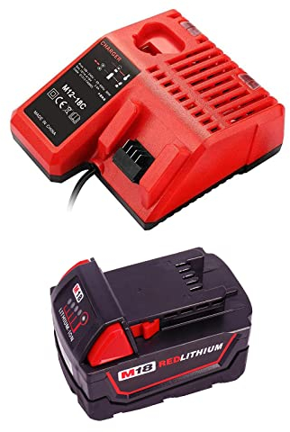 Batterie de rechange 18 V 5,0 Ah M18B5 avec chargeur pour Milwaukee M18, M18BX, M18B4, M18 XC, M18B9, 48-11-1828, 48-11-1840