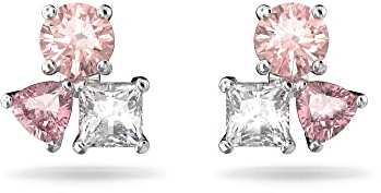 Swarovski Mesmera Ohrstecker, Rhodinierte Ohrringe mit Strahlenden und Rosafarbenen Swarovski Kristallen
