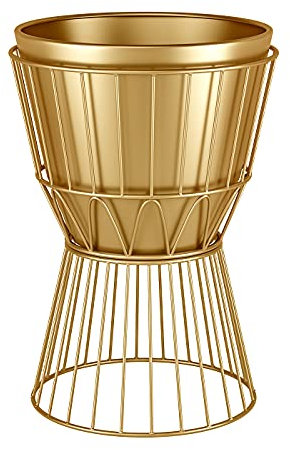 Großer Metall-Pflanztopf mit Ständer – 30.5 cm dekorativer Metall-Pflanzentopf mit Drainageloch, goldener Blumentopf, Pflanzenständer für Eck-Display, Büro, moderne Heimdekoration – 44.5 cm hoch