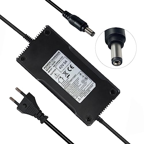 YZPOWER Ladegeräte für Scooter 42V 5A Ladegerät Elektrofahrrad E-Bike für 36V Lithium Akku Ladegerät Selbstausgleichender Roller Ladekabel mit DC 5.5 mm2.1 mm