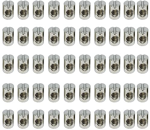 Barrel Muttern Quermutterbolzen Robust und Langlebig Können,Korrosion Verhindern Schlitz Barrel Nut Zylindermutter Bulk Hardware für Möbel Betten Krippe Stühle Etagenbetten M6 Ø 10x12mm, 50 Stück