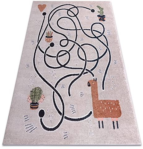 rugsx Teppich Fun Game Kinderteppich für Babyzimmer, Spielteppiche, Kinderzimmer, Moderne, Spiel, Lama beige 240x330 cm
