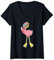 Damen Flamingo Taucher Schnorchel T-Shirt mit V-Ausschnitt