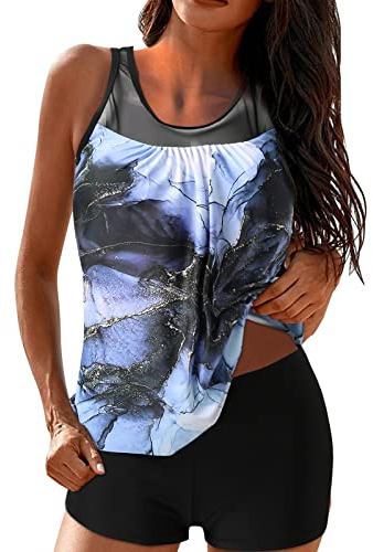 Bikini Cover Ups für Frauen Badeanzüge für Frauen mit Shorts Sportliche Zweiteilige Badeanzüge Racerback Arme Uhren Männer