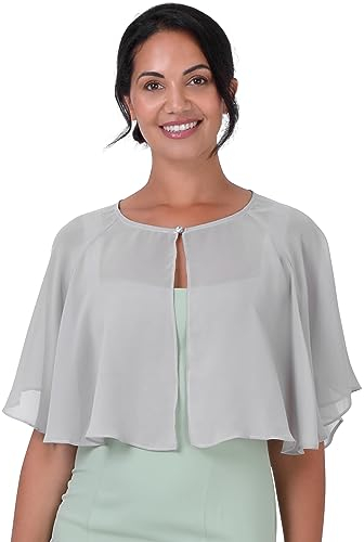 BlackButterfly weich Hochzeit Umhängetuch Abend Durchsichtiges Chiffon Überwurf Umhang Schultertuch (Silber, Einheitsgröße)