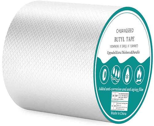 CHUANGSEED Wasserdichtes Klebeband Reparatur Butyl Klebeband Alufolie Dickes Dichtband Alu Folie zum Abdichten und Befestigen im Loch Rohr Dach Wohnmobil (100mm x 5m)