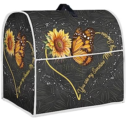 chaqlin Sunflower Butterfly Stand Mixer Cover,Food Mixer Cover Kitchen Blender Cover Stain Resistant Washable Protective Cover Kitchen Mixer Cover with Pocket for Stand Mixer