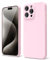 oakxco for iPhone 15 Pro Max Phone Case Liquid Silicone, Thin Slim Soft Rubber Gel TPU Plain Simple Cover for Women Girl Cute, Matte Solid Color,Light Pink