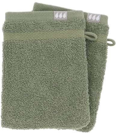 TENDANCE - Set de 2 Gants de Toilette 15x21 cm 100% Coton - Kaki