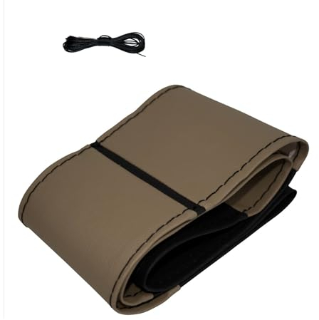 LBM64 - Lenkradbezug zum Schnüren Schwarz-Beige mit Schwarze Naht