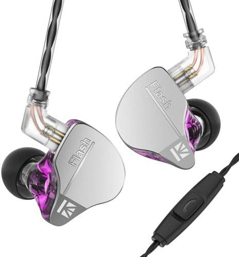 keephifi Kbear IEM Flash 1BA+1DD Kopfhörer HiFi in Ear Monitor, In-Ear Monitor mit CNC-Deckel, dynamischer Treiber 10 mm, abnehmbares Kabel (Violett, mit Mikro)
