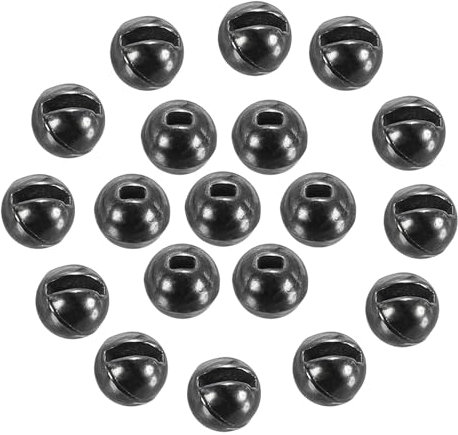 PATIKIL 3.5mm Tungsten Slotted Beads for Fly Tying, 50 Pcs Tungsten Beads Round Bead Head Ball for Jig Hooks Fishing Fly Tying Materials, Black Nickle
