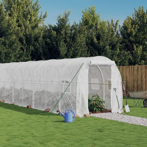 Rantry Casa Serra con Telaio in Acciaio Bianco 16 m² 8x2x2 m, Serra da Giardino Serra Orto Serra da Balcone Serra per Orto Serra per Piante Casa Mobili