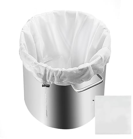 Sacchetto Filtrante Riutilizzabile 40x46 cm, Sacchetti Filtranti per Alimenti con Coulisse, Filtri per Liquori per Birra e Latte Vegetale, Sacchetti per Birra Filtranti per Vino, Caffè e Yogurt (1)