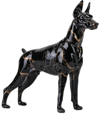 FLYuechun Ranan Kreative einfache bemalte Graffiti-Farbe Dobermann Hund Statue Dekorationen Hauseingang Weinschrank Büro Haustier Dekor Harz Handwerk (schwarz)