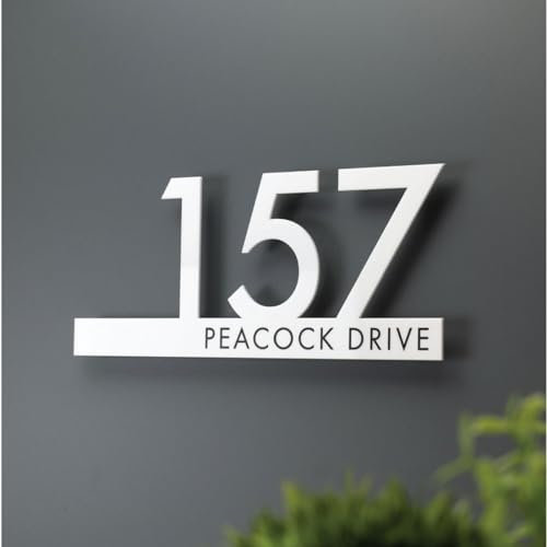 Letrero personalizado con el número de la calle de la casa, placa de dirección de casa, pared exterior, letrero horizontal decorativo de madera de ladrillo, placas de dirección para buzón, placa de