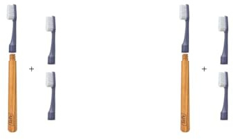 TePe Choice Zahnbürste | Soft | Farbe nicht wählbar| 1 Griff aus Holz, 3 Bürstenköpfe | Zahnbürste mit weichen Borsten, gut für die Zahnreinigung und die Entfernung von Zahnbelag (Packung mit 2)