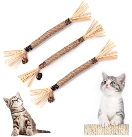 ANMOYIXIA Katzenminze Sticks Kaustangen Katze Katzensticks Katzen Kauhölzer Sticks für Katzen Zahnpflege und Gegen Mundgeruch (3 Stück)