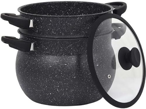 Royal Swiss® Couscoussier/Cuiseur Vapeur/Vapeur 3 en 1 - Diamètre 26 cm - 4 litres - Aluminium - Convecteur en Verre - Compatible Tous Feux Dont Induction (4)
