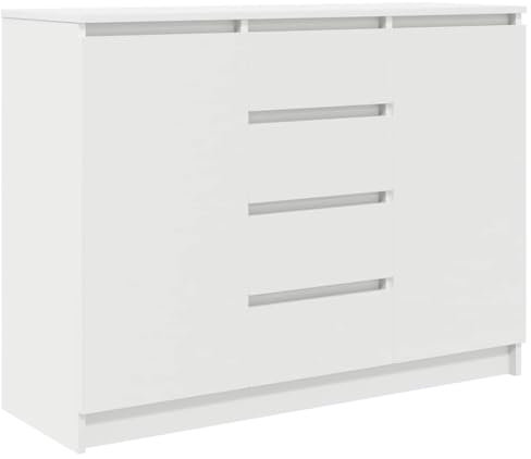 vidaXL Sideboard mit Schubladen Weiß 100,5x35x76 cm Holzwerkstoff, Kommode, Schrank, Flurschrank, Anrichte, Küchenschrank, Wohnzimmerschrank