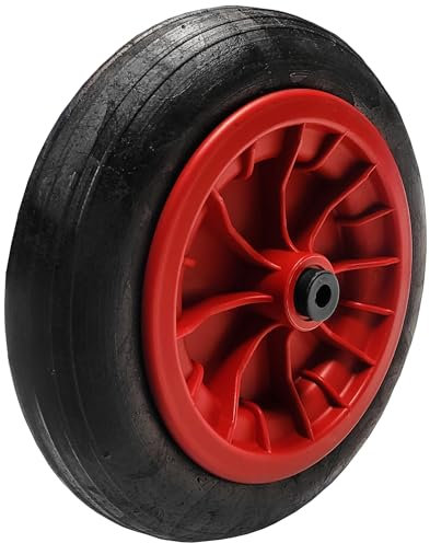 12 Solid Wheel Rubber Tyre Puncture Proof Wheelbarrow Sack Truck Cart Heavy Duty Wheel with Half Inch (12mm) Axle Bore