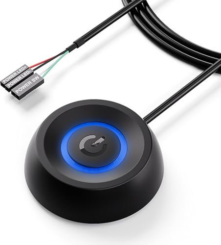 Momowin PC Power Button,1.8 Meter Power Button PC,Desktop Computer Schalter, Passend für Internet Cafés, Häuser, Büros, Schulen (Schwarz)