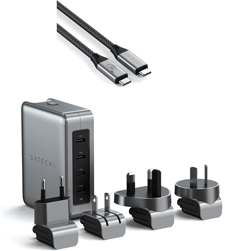 Satechi 145W GaN USB C Ladegerät und USB4 V2 Kabel Bundle