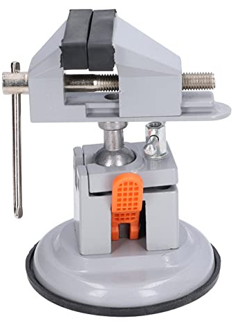 Spacnana Tornillo de Banco Giratorio de 360° con Base de Ventosa, Capacidad de Sujeción de 55 Mm, Abrazadera de Banco de Trabajo de Aluminio Fundido a Presión para Fabricación de Joyas,