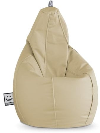 HAPPERS Puff Salón Pera Polipiel Interior Beige XL