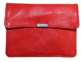 Porte Monnaie Anglais en Cuir d'Agneau Véritable Rouge Géranium Taille S