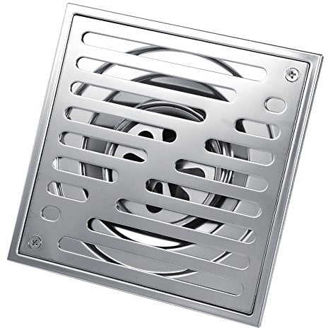 GOTOTOP Caniveau di Doccia sifone da Terra bonde per Doccia Quadrato in Acciaio Inox 150 x 150 mm evacuateur d' Acqua Giardino Bagno Cucina